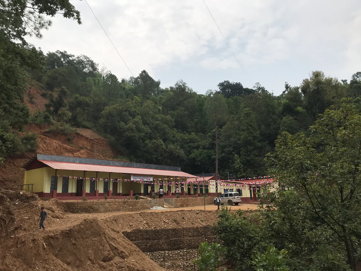 The rebuilt school in the village in Nepal